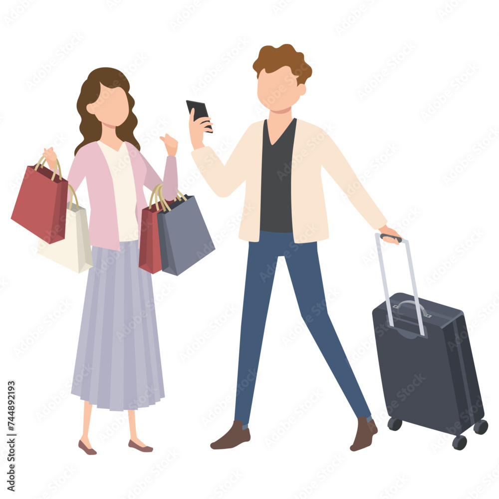 旅行に行く人々のイラスト