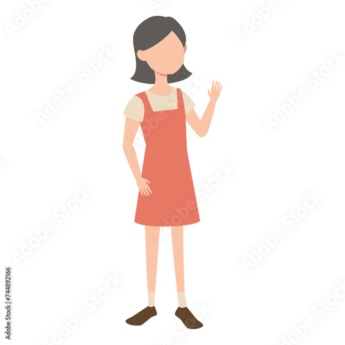 スカートをはいた女の子のイラスト