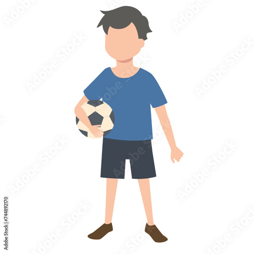 サッカーボールを持った半ズボンの男の子のイラスト