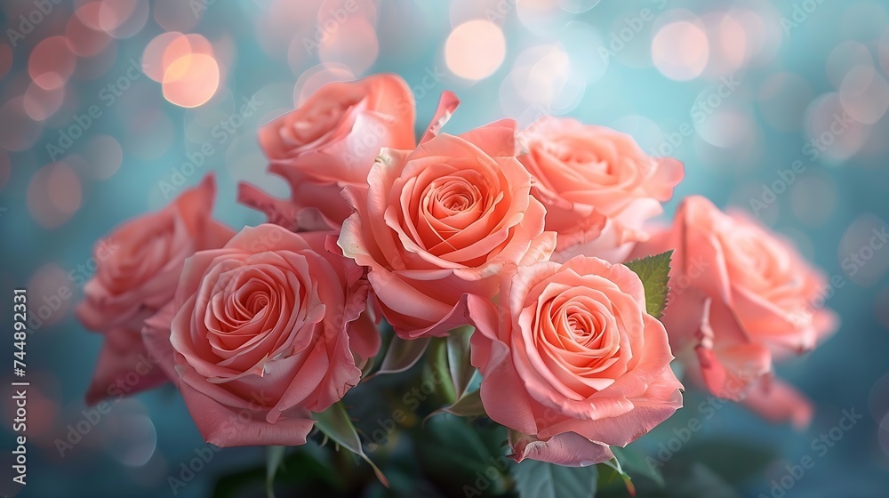 Generative AI : Summer blossoming delicate roses on blooming flowers festive background, Generative AI : Summer blossoming delicate roses on blooming flowers festive background,