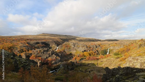 Gjain Valley in the Highlands of Iceland in Sunny Autumn photo