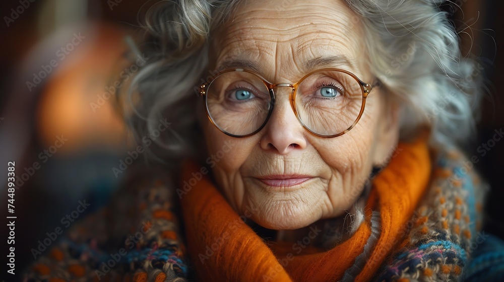Generative AI : portrait of a happy grandmother Generative AI : portrait of a happy grandmother