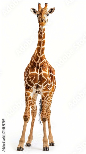 Majestic Giraffe Standing Tall Isolated on White Background for Natural Beauty Concepts