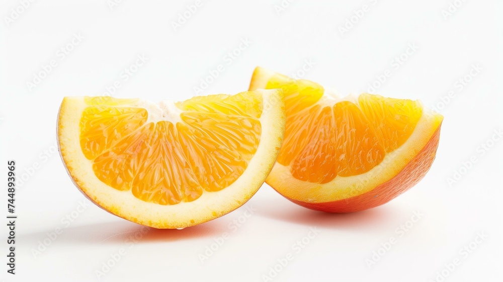 Bright Fresh Orange Slices on White Background for Healthy Concept Bright Fresh Orange Slices on White Background for Healthy Concept