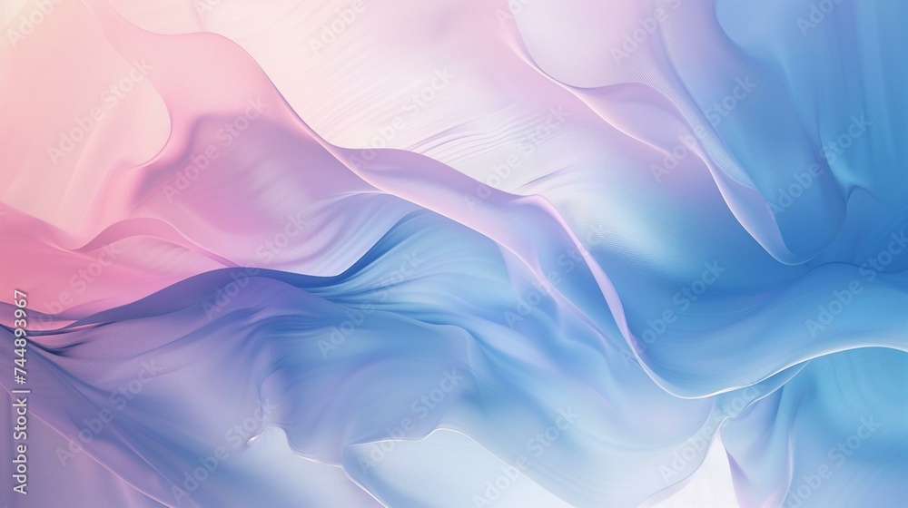 Abstract Pastel Waves Background with Smooth Pink and Blue Gradient