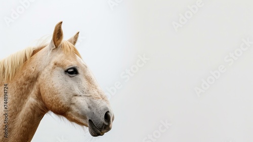 Serene Palomino Horse Profile on Soft Neutral Background for Equine Themes