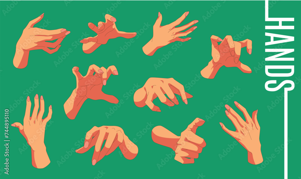 Fototapeta premium vector hand gestures collection set