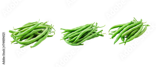 a pile of green beans isolated on transparent background