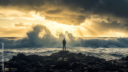 Resistindo à Tempestade Um retrato de determinação e esperança nas ondas do oceano