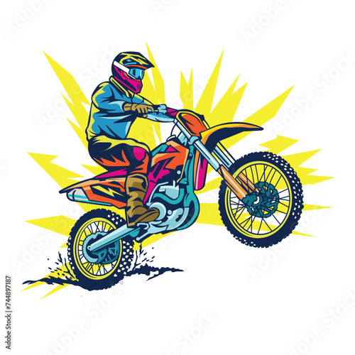 Motocross Enduro Climb vector illustration, perfect for t shirt design and championship event logo design