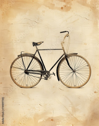 Vintage Bicycle Illustration on Aged Paper Background for Classic Style Design
