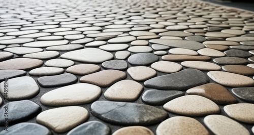  Stone mosaic floor with natural stone tiles