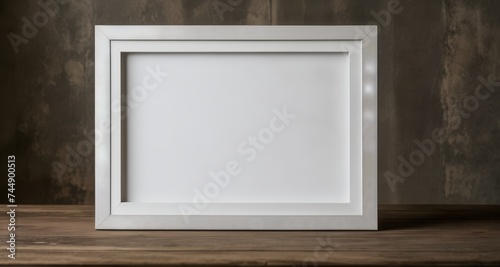 Modern minimalist art frame on wooden surface