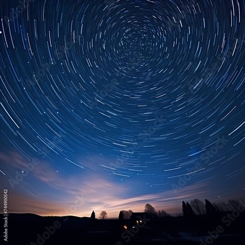 Time-lapse of stars moving across the night sky. 