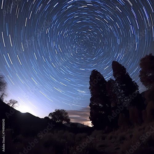 Time-lapse of stars moving across the night sky. 