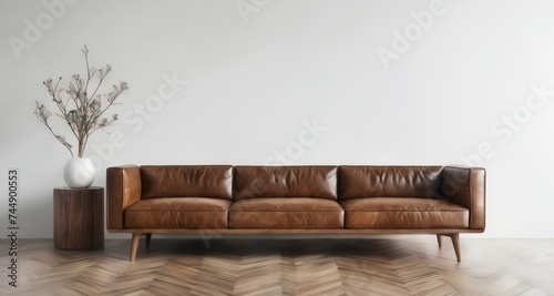  Modern elegance - Timeless leather sofa and minimalist decor photo