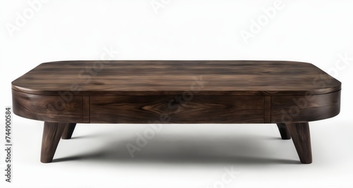  Elegant wooden coffee table with curved legs and drawer