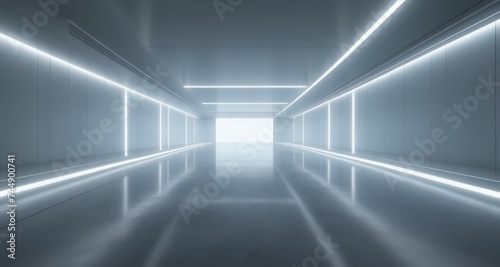  Modern  minimalist hallway with bright LED lighting