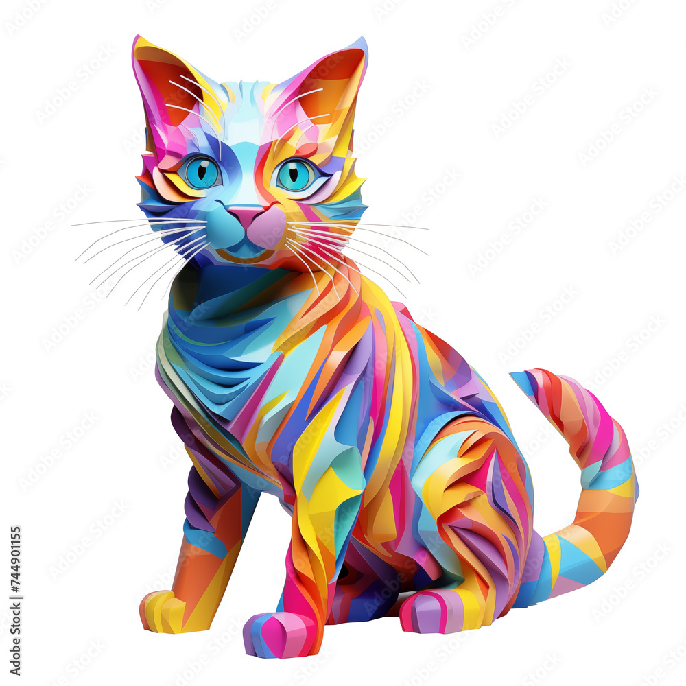 PNG illustration of a cool colorful cat animal lover transparent background