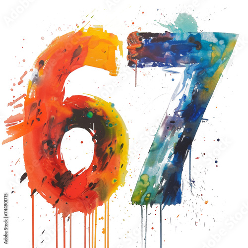 Watercolor Art of Number Six and Seven