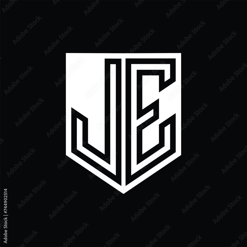 JE Letter Logo monogram shield geometric line inside shield design template JE Letter Logo monogram shield geometric line inside shield design template