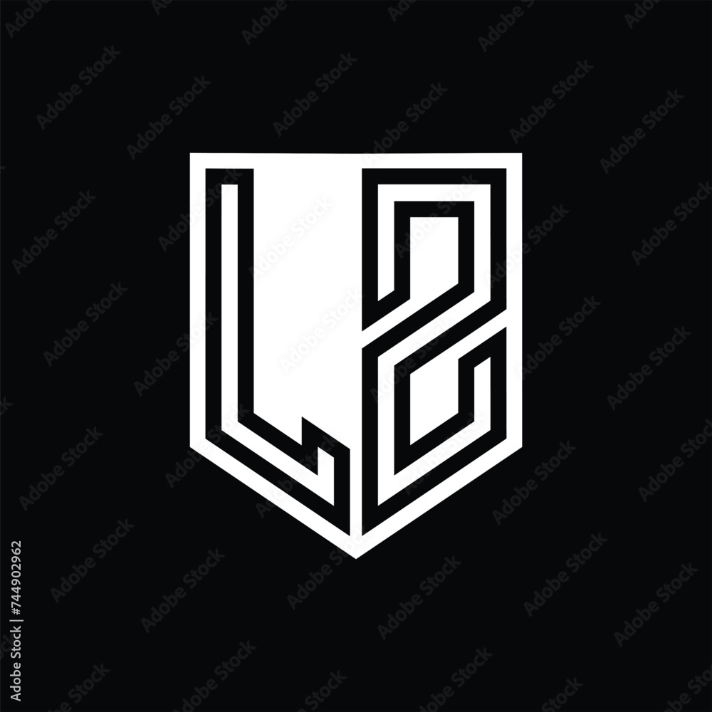 LZ Letter Logo monogram shield geometric line inside shield design template LZ Letter Logo monogram shield geometric line inside shield design template