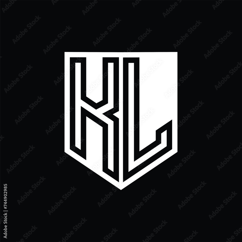 KL Letter Logo monogram shield geometric line inside shield design template KL Letter Logo monogram shield geometric line inside shield design template