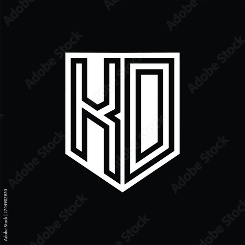KD Letter Logo monogram shield geometric line inside shield design template