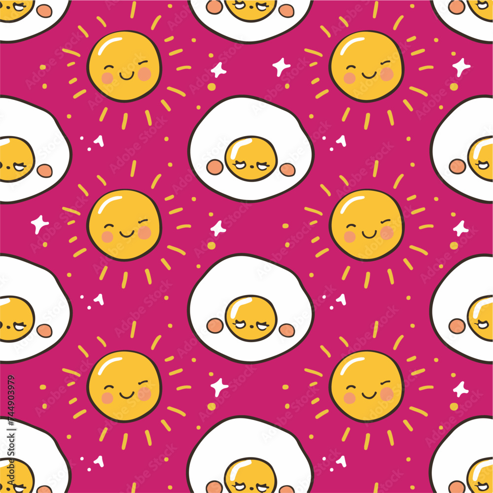 Naklejka premium sunny side up eggs seamless pattern