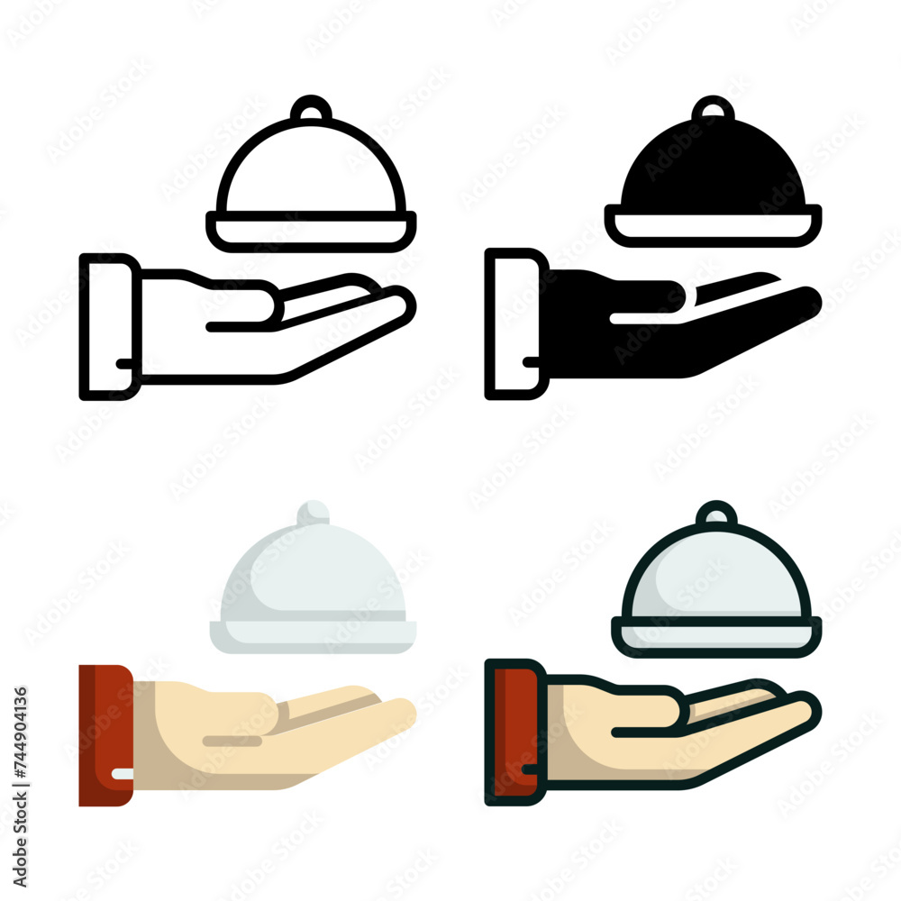 Room Service icon set style collection in line, solid, flat, flat line style on white background Room Service icon set style collection in line, solid, flat, flat line style on white background