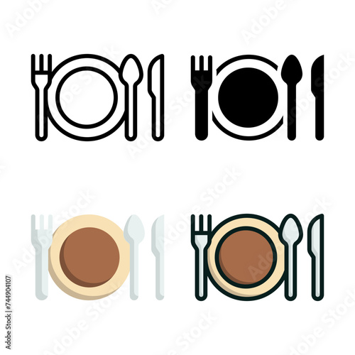 Restaurant icon set style collection in line, solid, flat, flat line style on white background