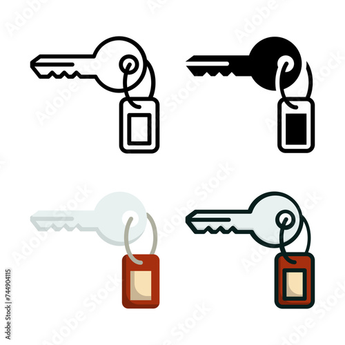 Room Key icon set style collection in line, solid, flat, flat line style on white background