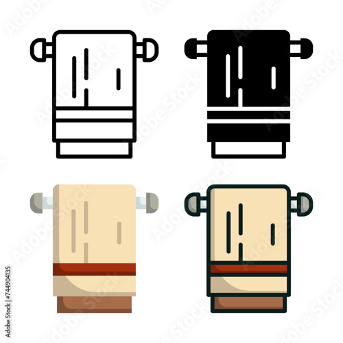 Towel icon set style collection in line, solid, flat, flat line style on white background