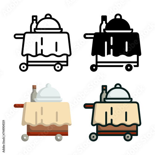 Room Food Service icon set style collection in line, solid, flat, flat line style on white background