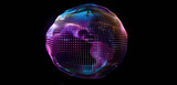 information sphere, data and information drawn globe or sphere with ripples and fluctuations. 