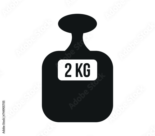 2 kg. Gym weight vector with weight marking in kilos
