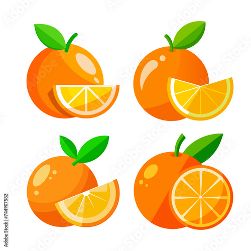 orange icon fresh fruits illustrations