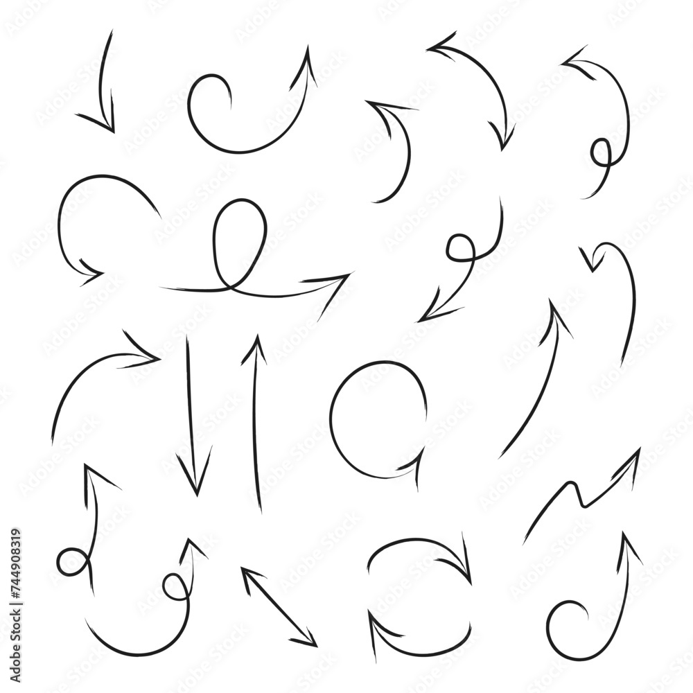 Set of hand drawn arrows. Vector illustration Set of hand drawn arrows. Vector illustration