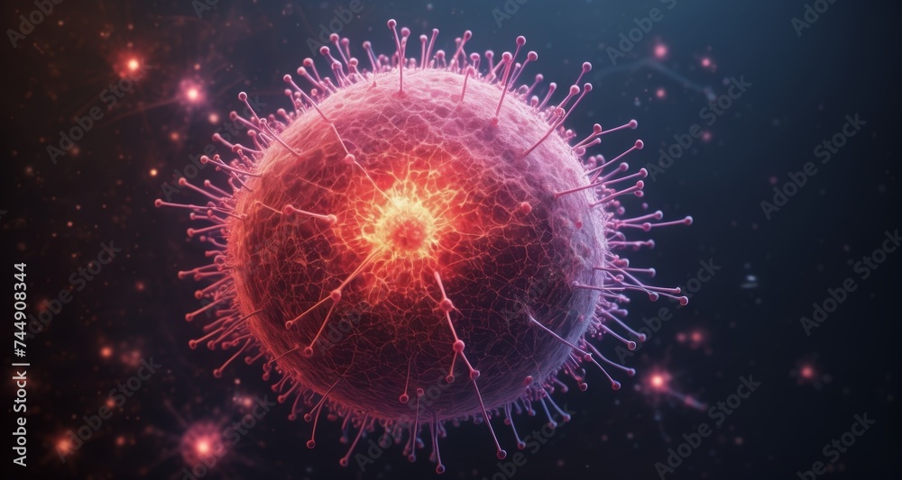 Obraz premium Viral Infection - A microscopic view of a virus in action