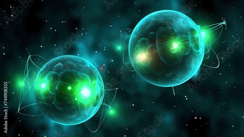 A sphere of energy under a collection of particles