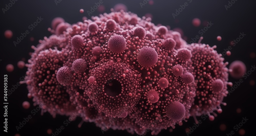 Fototapeta premium Vibrant pink coral-like structure, close-up, with intricate details and a dark background