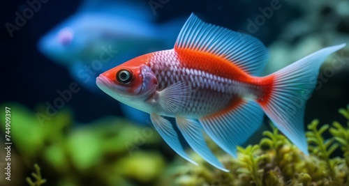  Vividly colored fish swimming in an underwater world