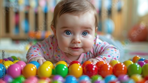 Girl playing with educational toys in the house