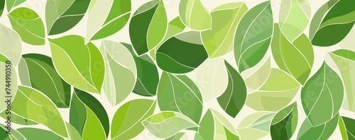 Stylized leaf mosaic in various shades of green, creating a dense and vibrant tapestry of foliage for a natural-themed backdrop.