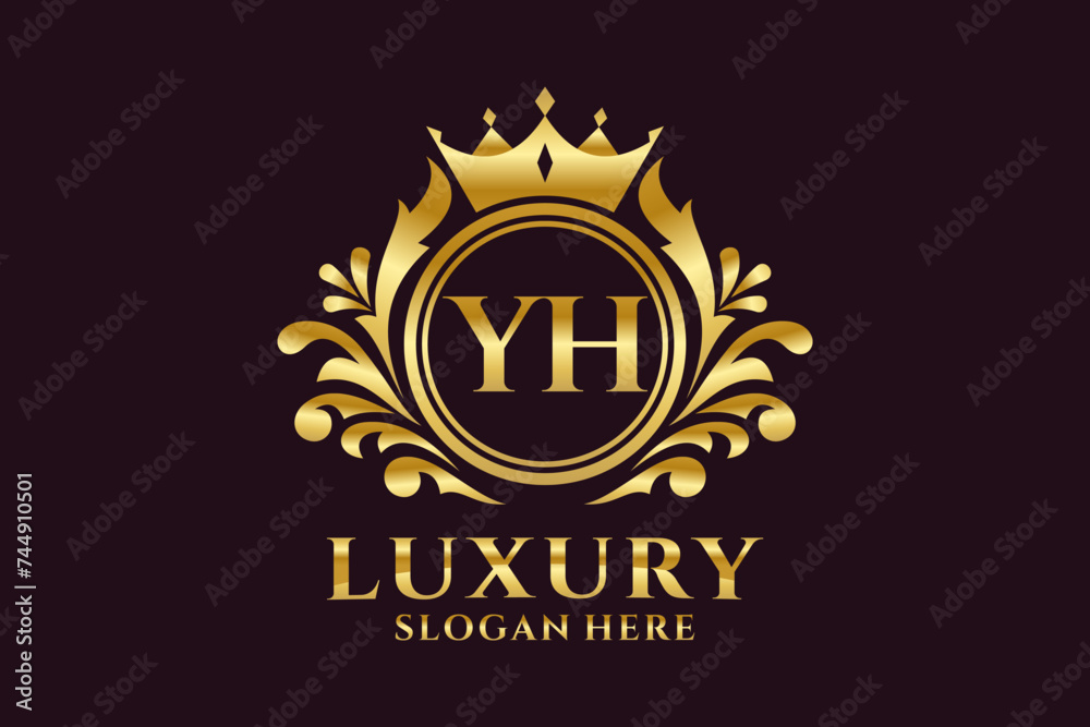 Fototapeta premium Initial YH Letter Royal Luxury Logo template in vector art for luxurious branding projects and other vector illustration.