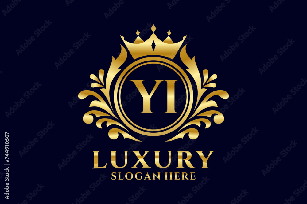 Fototapeta premium Initial YI Letter Royal Luxury Logo template in vector art for luxurious branding projects and other vector illustration.