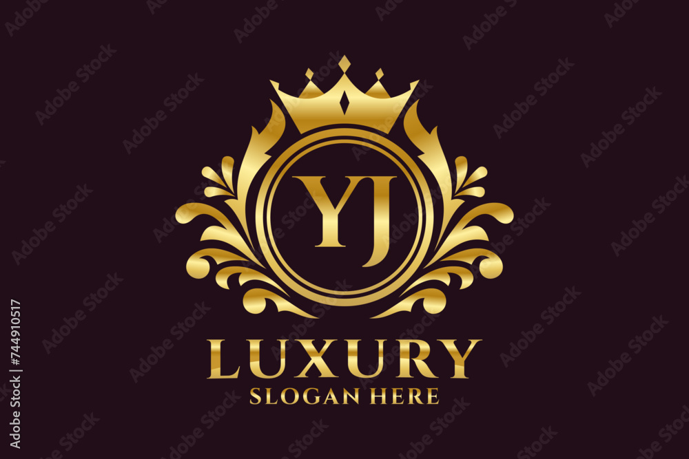 Fototapeta premium Initial YJ Letter Royal Luxury Logo template in vector art for luxurious branding projects and other vector illustration.