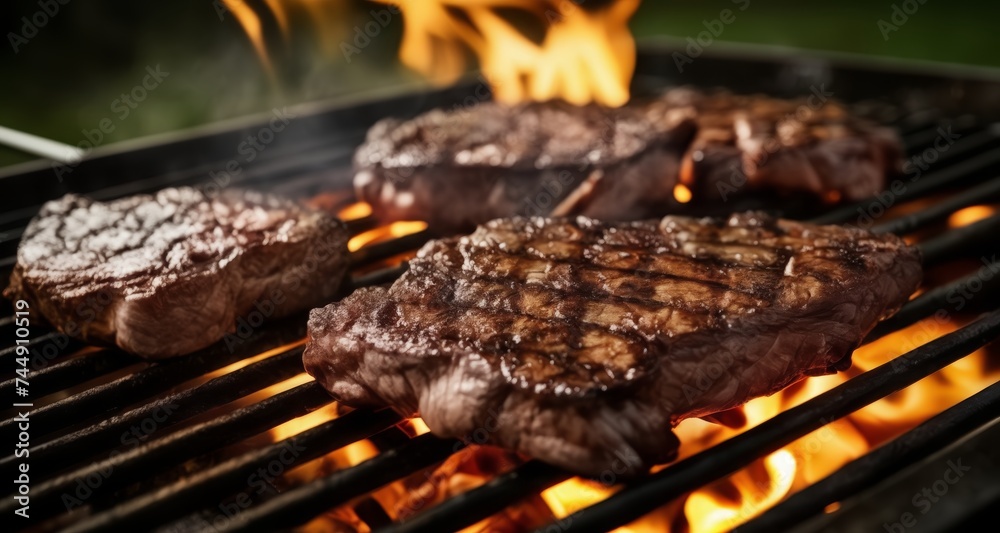  Grilling to perfection - Sizzling steaks on a BBQ
