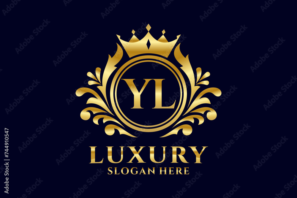 Fototapeta premium Initial YL Letter Royal Luxury Logo template in vector art for luxurious branding projects and other vector illustration.