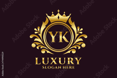 Initial YK Letter Royal Luxury Logo template in vector art for luxurious branding projects and other vector illustration.